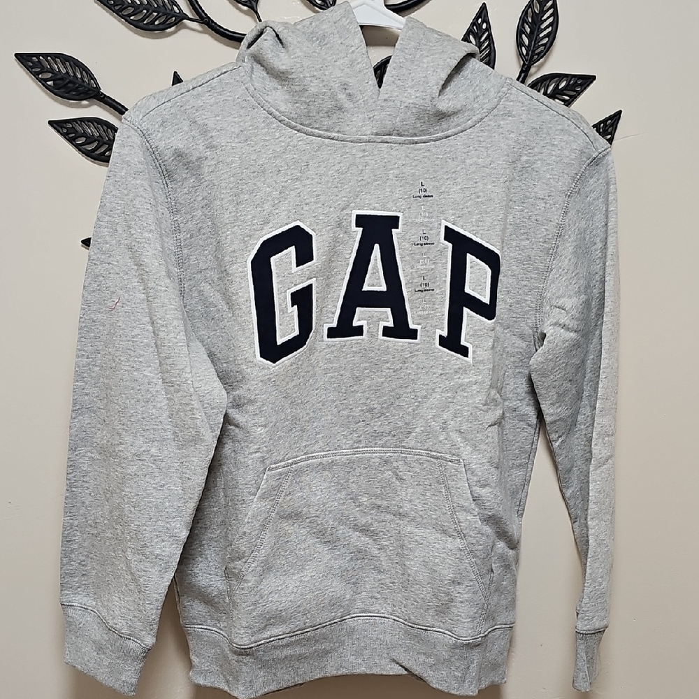 GAP‎ Kids Heather Gray Hoodie with Dark Blue Accents